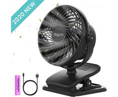 AngLink mini USB Clip Ventilator mit Batteriebetrieben mini Tischventilator Fan | 4 Geschwindigkeitsmodi, Beliebige Rotation | PC, MAC, Notebook optimal für den Schreibtisch
