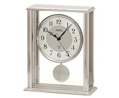 AMS 5190 Tischuhr Funk mit Pendel Mineralglas mit Metallgehäuse kombiniert