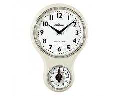 Atlanta Küchenuhr mit Timer Eieruhr Wanduhr Retro Nostalgie weiß/cremefarben 6124-0