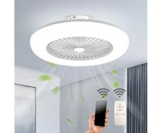 Deckenventilator mit Beleuchtung LED-Licht Einstellbare Windgeschwindigkeit Dimmbar mit Fernbedienung 32W Moderne LED-Deckenleuchte für Schlafzimmer Wohnzimmer Esszimmer,Weiß