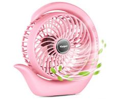 viniper USB Batterie Ventilator, Tragbar Mini Tischlüfter, mit 3600mAh aufladbarer Batterie, 3 einstellbare Geschwindigkeiten, 180 Grad drehbar. Klein Aber mit starker Leistung (6,2 Zoll - Rosa)