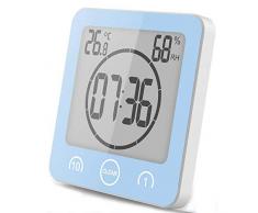 VORRINC Badezimmeruhr Digital Wecker Uhr Badezimmer Dusche Saugnapf Shower Clock mit LCD Display Luftfeuchtigkeit Temperatur Wanduhren,Countdown Timer Für Dusche Küche (Blau)