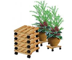 BigDean 5X Pflanzenroller eckig Buchenholz massives Holz 30 x 30 cm bis 120 Kg Rolluntersetzer