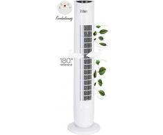 Turmventilator | Ventilator | Oszillierend | 3 Stufen | Fernbedienung | Tower-Ventilator | Standventilator | Säulenventilator | Luftkühler | Weiß | Bodenventilator | Timer | Leiser Betrieb |