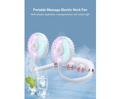 TIZJ Tragbare Mini-Massage hängenden Hals Fans Luftkühler Hands Free USB-Miniventilator Bunte Licht-Tischventilatoren Kleine AnsatzMassager Maschine (Color : White)