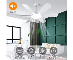 Albrillo LED Deckenventilator mit Beleuchtung - 91W Super Leise Ventilator mit Licht, 3 Farbtemperatur & 6 Windgeschwindigkeit auswählbar, Timer & Umkehrsfunktion, Ø 132cm 6 Flügeln für Wohnzimmer
