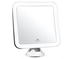 Fancii Kosmetikspiegel LED Beleuchtet mit 10-facher Vergrößerung und Starkem Saugnapf - Tageslicht LED Reise Vergrößerungsspiegel Schminkspiegel mit Beleuchtung