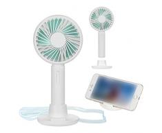 Aokebeey Mini USB Ventilator, Handventilator Tragbarer Ventilator mit Halterung,Lüfter mit Aufladbarem Batterie mit Laptop Multi Port Steckdose für Reisen,Camping,Büro (Weiß)