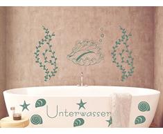 GRAZDesign 300169_57x57_WT010 Wandtattoo Muscheln für Bad | Selbstklebende Klebe-Folie für Wände - Fliesen - Spiegel | Wand-Aufkleber als Set mit 16 unterschiedlichen Seesternen - Muscheln (57x57cm // 010 weiss)