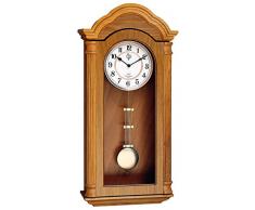 JVD N9353.2 Wanduhr Quarz mit Pendel Holz eiche farben Pendeluhr mit Melodie