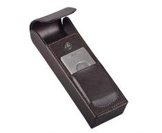 Volenx Zigarrenetui, Tragbare Humidor mit Zigarrenabschneider für 2 Zigarren (Braun)