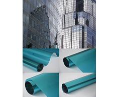 Neoxxim 16,45€/m² Fensterfolie - Meterware Spiegelfolie, Chrom Blau 100 cm x 152 cm - Rollenbreite 152cm Chrom Spiegel Folie Sonnenschutzfolie - viele Längen, Breiten und Farben wählbar