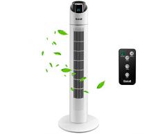 Gotoll Turmventilator mit Fernbedienung, Oszillierender Säulenventilator mit Timer, Standventilator, Ventilator mit 3 Geschwindigkeitsstufen, Schwarz (Weiß-85CM)