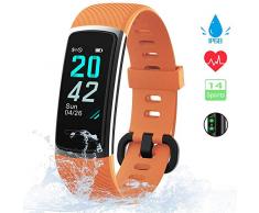 [Neuestes Modell] Fitness Tracker, KUNGIX Schrittzähler Uhr IP68 Wasserdicht Smartwatch mit Pulsmesser Smart Watch für Damen Herren Kinder iOS Android Kompatibel