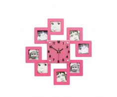 Garneck Bilderrahmenuhr Holzwanduhr mit 8 Bilderrahmen Stille Wanduhr Hängende Uhren für Wohnzimmer Schlafzimmer ohne Batterie