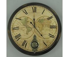 Große XXL Wanduhr mit Pendel Kolonialstil Landhaus Nostalgie Antik 60cm Pendeluhr