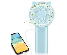 ELEGIANT Handventilator Mini USB C Ventilator tragbarer klein Standventilator 4 Geschwindigkeiten Fan 4000mAh Aufladbarem Batterie PowerBank für Schreibtisch Schlafzimmer Büro Reisen Camping Zuhause