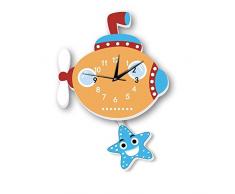 Jiaa U-Boot-Wandpendeluhr Nicht Tickt Kinder Schlafzimmer Aufkleber,DIY,38.5cm×28cm