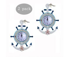 Mittelmeer Uhr Schiff Ruder Wandleuchte Leuchte, Amerikanischen Massivholz Cartoon Schmiedeeisen Dekorative Wandlampe, Wandleuchte Befestigung for Kinderzimmer Wohnzimmer Schlafzimmer