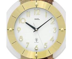 Unbekannt Funk-Pendeluhr Wanduhr mit Pendel Funk Design-Kunstleder auf Holzrückwand