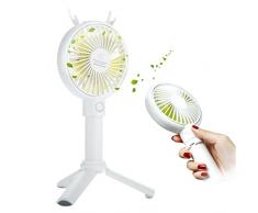 BENKS Handventilator, USB Ventilator mit Ständer, Leise Mini Handventilator 3350mAh Batterie, Faltbar Kompatibel mit Laptop, Multi Port Steckdose für Reisen und Zuhause - Weiß