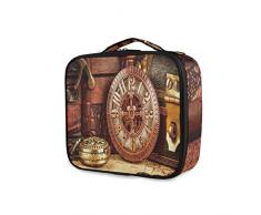 SUGARHE Antike alte Taschenuhr Kettenuhren Chronometer Stunden Bild，Kosmetik Reise Kulturbeutel Täschchen mit Reißverschluss