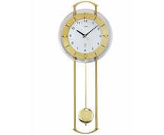 AMS 5255 Wand Funk Pendeluhr mit rundem Ziffernblatt Messing lackiert Metallpendel Funkwerk