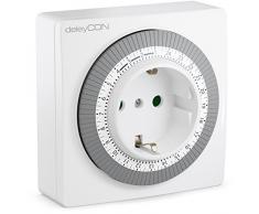 deleyCON Mechanische Zeitschaltuhr Zeitschalter Schaltuhr Timer manuell einstellbar über Drehscheibe 96 Schaltungen Innenbereich 3500W Weiß
