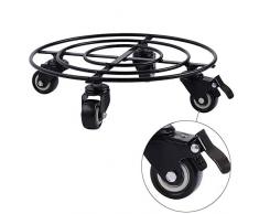 Amagabeli Pflanzenroller Rund Metall - Für Innenbereich Außenbereich Haus und Garten Carbon Stahl Plant Dolly Mover Trolley Pflanze Caddy mit Rädern Hausgarten in Schwarz