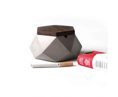 AMITD Aschenbecher mit Deckel für Draussen Grau Zement Dekoration Wohnung,118 * 55mm,Aschenbecher Beton Grau