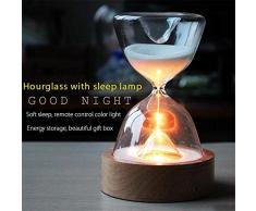 Glas-Stundenglas-Leuchten Timer LED Sand Glas NachtLicht Schlaf Helfer mit FernBedienung für Weihnachten GeburtstagsGeschenke zu Hause Dekor