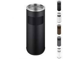 WELLGRO® 2 in 1 Standaschenbecher & Mülleimer - Edelstahl, 24,5 x 60 cm (ØxH) - Farbe wählbar, Farbe:Schwarz