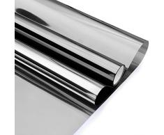 Volcanics Spiegelfolie Fensterfolie Statisch Haftend Folie Fenster Verdunkelungsfolie Spiegel Sonnenschutzfolie Fenster Innen Sonnenschutz UV-Schutz Dunkelsilber 60 x 200 cm