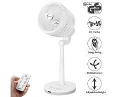 berssen Standventilator Ventilator leise 25dB 3D Oszillation DC Motor höhenverstellbar Turbo Luftzirkulation Fernbedienung Tastbildschirm Kinderschutzschloss 6,9m/s Windgeschwindigkeit Energie Sparen