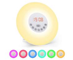 Tischuhren TAO Licht Wecker, Wecklicht Mit FM Radio Digitaluhr Licht Natürlicher Klang Schlummerfunktion 6 Farbe 10 Dimmen LED-Licht Touch Control Nachttischlampe Erwachsene und Kinder