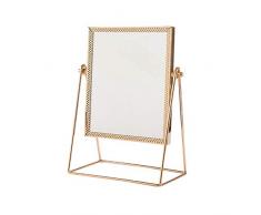 LBSC Make-up-Spiegel, abnehmbar und 360 Grad drehbar, Metall, Kosmetikspiegel, handgefertigt, goldfarben