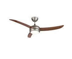 Klarstein El Paso Deckenventilator - 2-in-1: Ventilator & Deckenlampe, Durchmesser: 52 (132 cm), 3 Flügel, Luftdurchsatz: 10.344 m³/h, 3 Geschwindigkeitsstufen, dunkle Eichenholz-Optik
