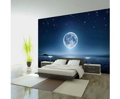 Vlies Fototapete 350x245 cm ! Top Tapete ! Wandbilder XXL Wandbild Bild Fototapeten Tapeten Wandtapete Wanddeko Wand Moon Meer Nacht Himmel Sterne Mond c-A-0036-a-a