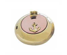 Klapp-Aschenbecher, Marine Ascher Bicolor, Messing mit Kupferdeckel 5 cm