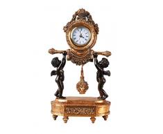 Königliche Tischuhr Zwei Engel im Empire Stil Kaminuhr mit Medusa Pendel Amoretten IS201 Palazzo Exklusiv