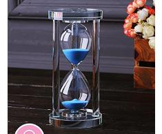 MINGZE Transparent Kristall Sanduhr Timer Sand Uhr Handwerk Glas Dekoration, 15 Minuten / 30 Minuten / 60 Minuten (Blau, 60 Minuten)