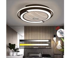 YAOXI LED Fan Deckenleuchte, Deckenventilator Mit Beleuchtung Fernbedienung Leise Dimmbar Einstellbare Windgeschwindigkeit Deckenlampe Für Schlafzimmer Wohnzimmer Esszimmer,Schwarz,D53×20cm/36W