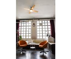 Deckenventilator mit Beleuchtung und Fernbedienung Saturn, Nickel satiniert, Flügel Pinie und Silber, 132 cm