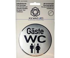 PVC Schild - Türschild "Gäste WC" Rund 110mm Silber/Schwarz selbstklebend! Profi PVC Verklebung mit Übertragungsfolie!!!