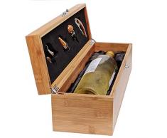 Case Elegance Wein Geschenk Box - Weinzubehör für 0,7 Liter Flaschen - Dekantierset Sommelier Set - Weinkiste Geschenkset Weinkoffer