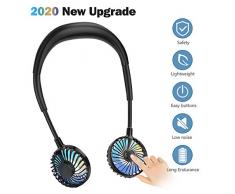 CENXINY 2020 Nackenventilator USB Ventilator Wiederaufladbar, Mini Ventilator Klein Ventilator um Hals 2000mAh für Sport Outdoor Camping