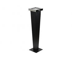 adorini Designer Standaschenbecher - 3 in 1 – Draußen und Drinnen Nutzbar 94 cm Hoch Schwarz und Silber Aschenbecher aus Hochwertigem Edelstahl mit Diebstahlschutz