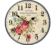 VIKMARI Vintage Blumen Stil dekorative wanduhren Holz-rundblumen wanduhr 14 inch Parfum Roses