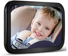 opamoo Rücksitzspiegel für Baby Autospiegel Bruchsicherer Rückspiegel Baby mit großem Sichtfeld 360°schwenkbar Spiegel Auto Baby Universeller Rücksitzspiegel Baby Spiegel ohne Einzelteile/Schrauben