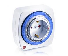 Arendo - 24h mechanische Zeitschaltuhr - 24 Hours Plug in Timer- 96 Schaltsegmente - Schieberegler für Zeitangabe - Status-Anzeige - Schaltknopf für Ein Auto-Funktion - kompakte einfache Bedienweise - 3680W - integrierter Berührungsschutz